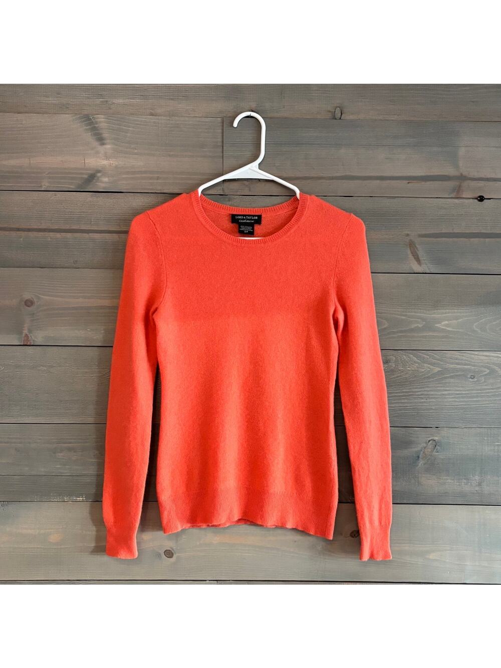 LORD & TAYLOR | 100% Cashmere Crewneck Sweater Sherbert S